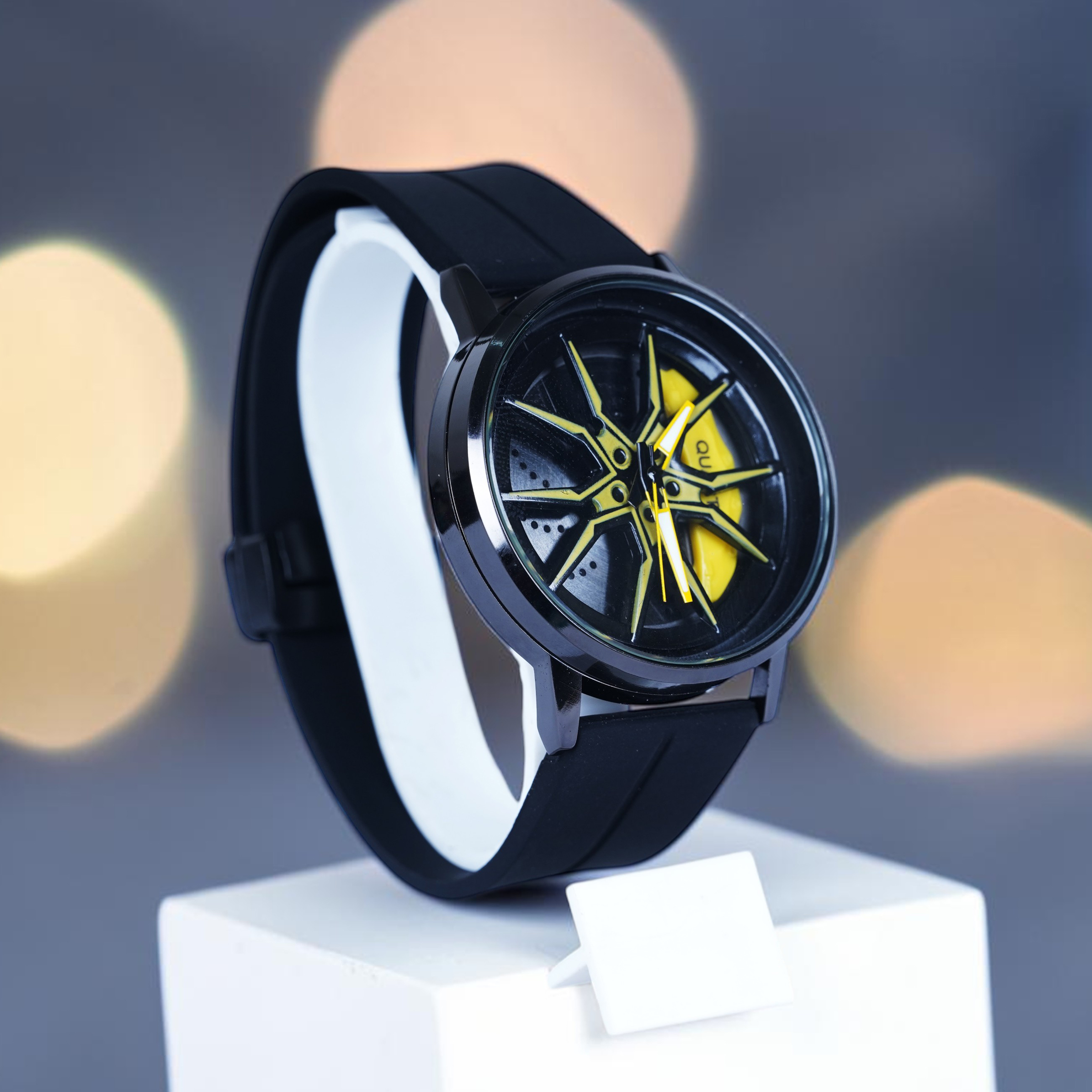 Spinning Yellow Watch view 2